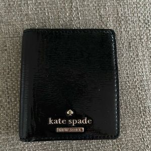 Kate Spade Small Black Crinkled Patent Wallet